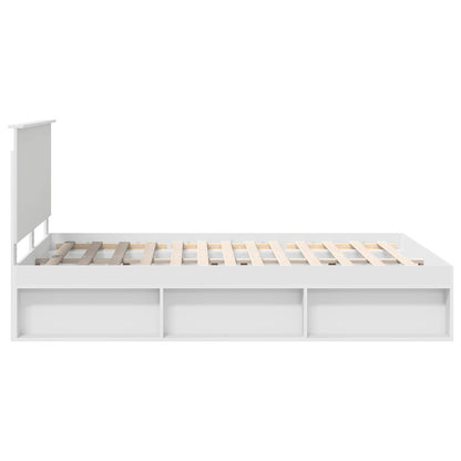 Bedframe met hoofdeinde Wit 135 x 190 cm Massief grenenhout
