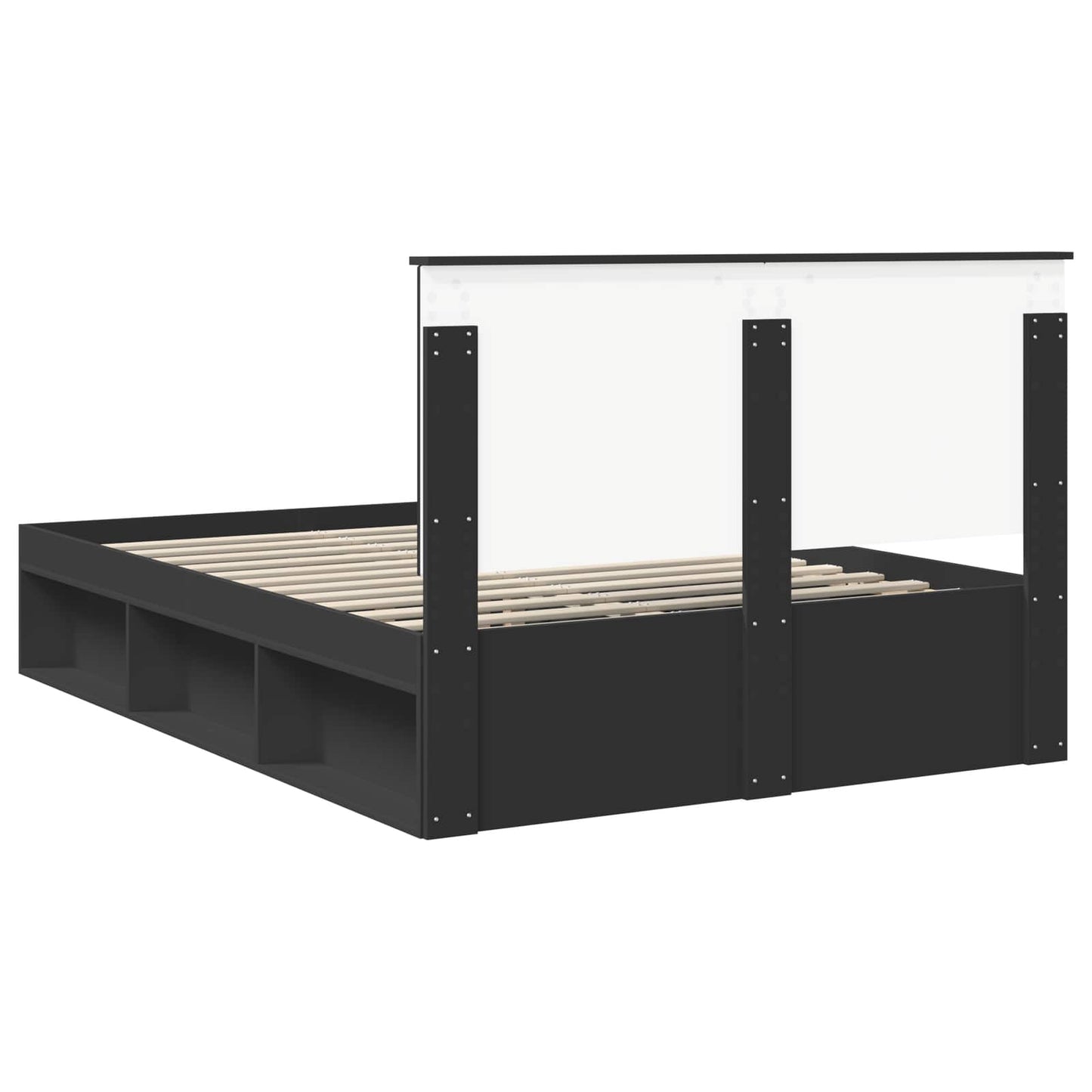 Bedframe met hoofdeinde Zwart 135 x 190 cm Massief grenenhout