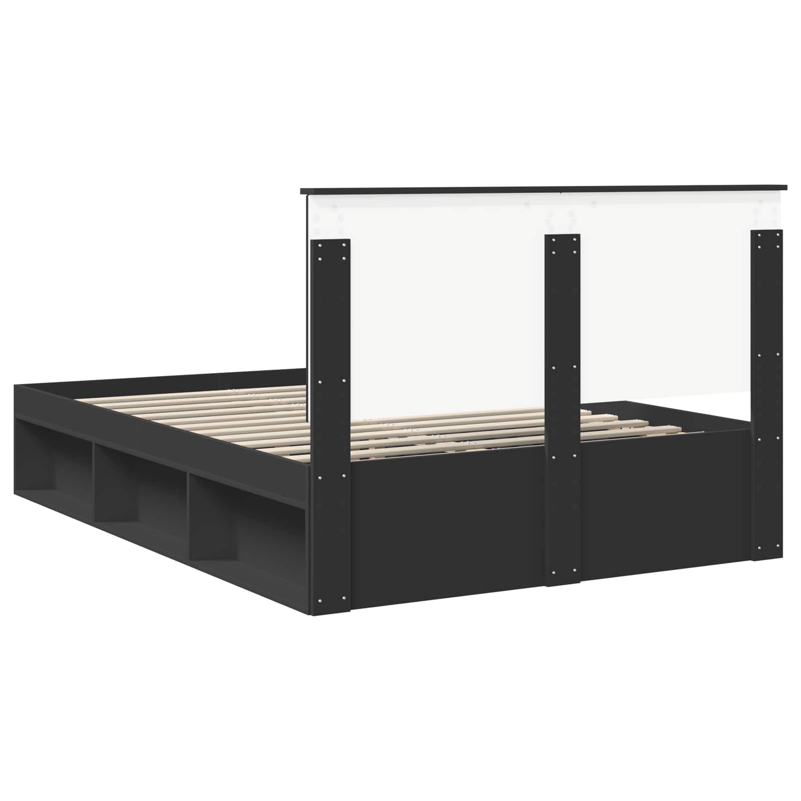 Bedframe met hoofdeinde Zwart 135 x 190 cm Massief grenenhout
