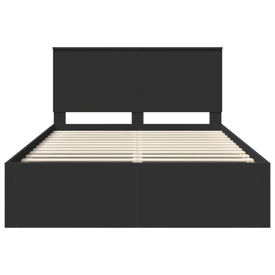 Bedframe met hoofdeinde Zwart 135 x 190 cm Massief grenenhout