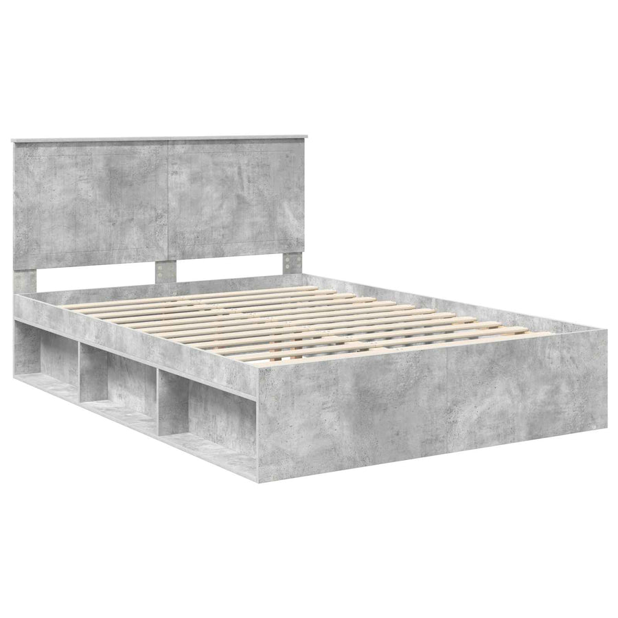 Bedframe Concerte Grijs 135 x 190 cm Massief grenenhout