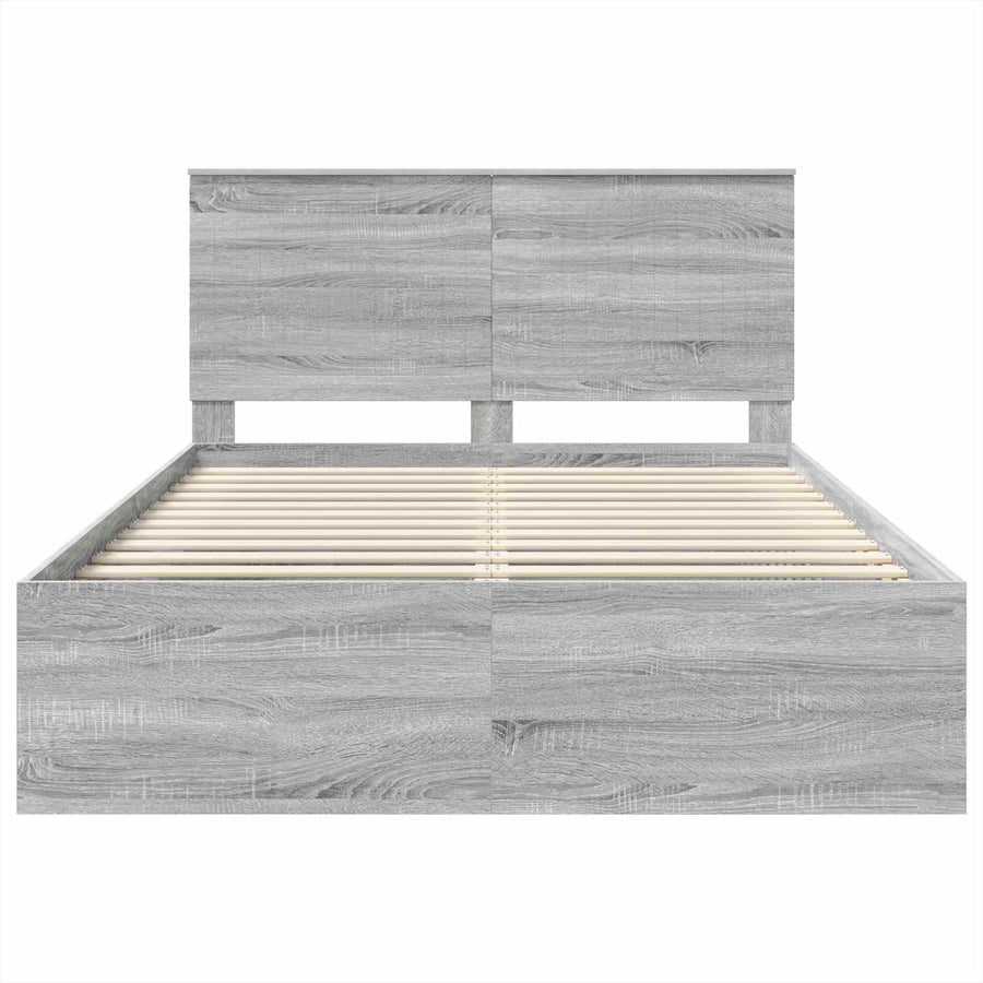 Bedframe Grijs Sonoma 135 x 190 cm Massief grenenhout