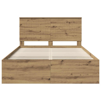 Bedframe Ambachtelijk eiken 135 x 190 cm Massief grenenhout