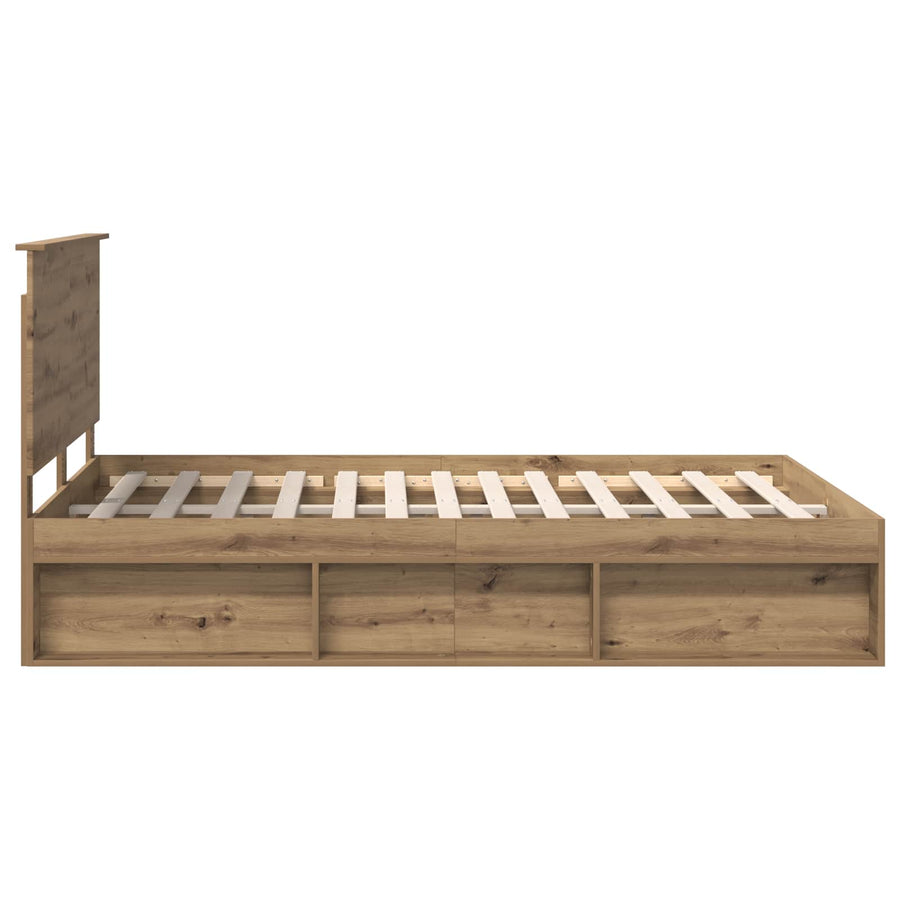 Bedframe Ambachtelijk eiken 135 x 190 cm Massief grenenhout