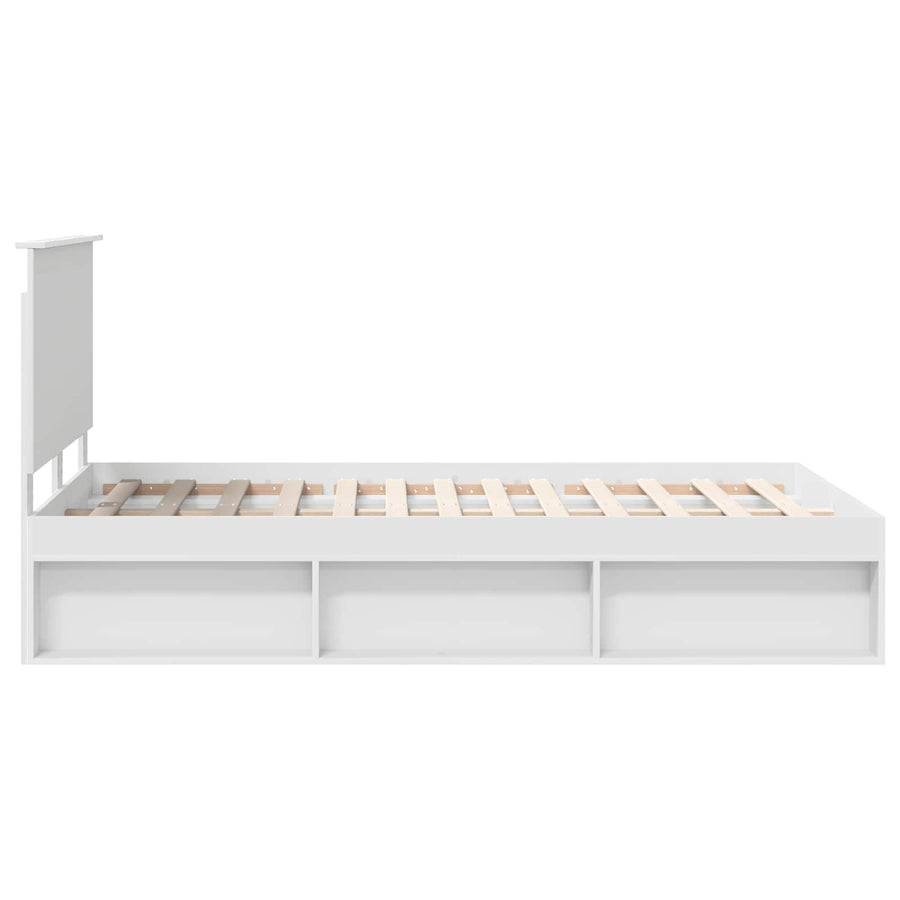 Bedframe met hoofdeinde Wit 120 x 200 cm Massief grenenhout
