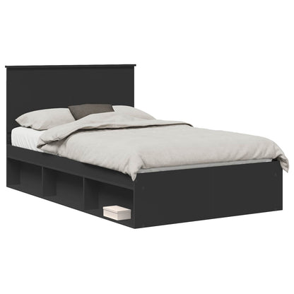 Bedframe met hoofdeinde Zwart 120 x 200 cm Massief grenenhout