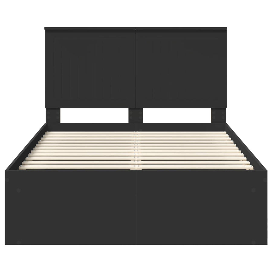 Bedframe met hoofdeinde Zwart 120 x 200 cm Massief grenenhout