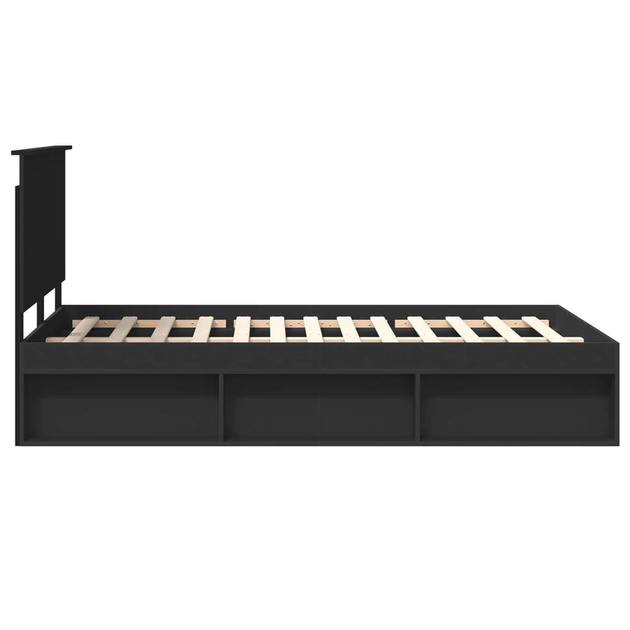 Bedframe met hoofdeinde Zwart 120 x 200 cm Massief grenenhout