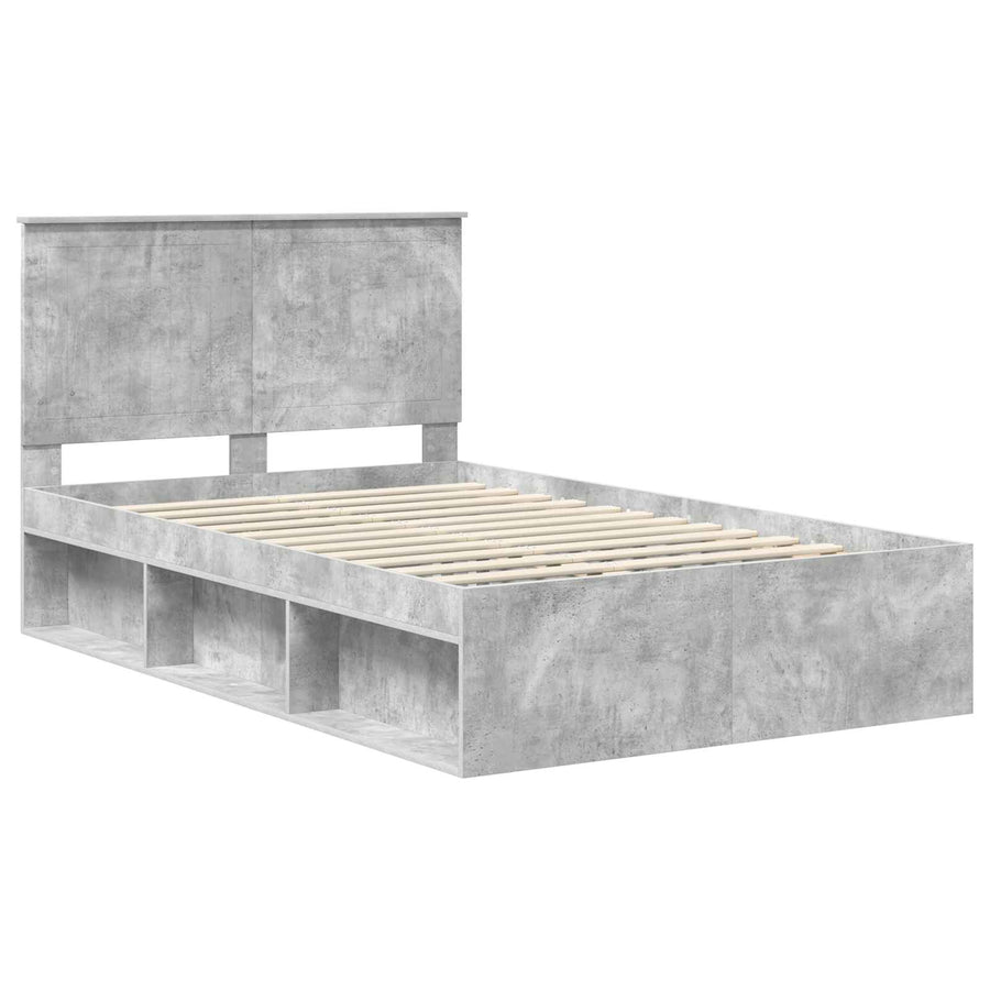 Bedframe met hoofdeinde Beton 120 x 200 cm Massief grenenhout