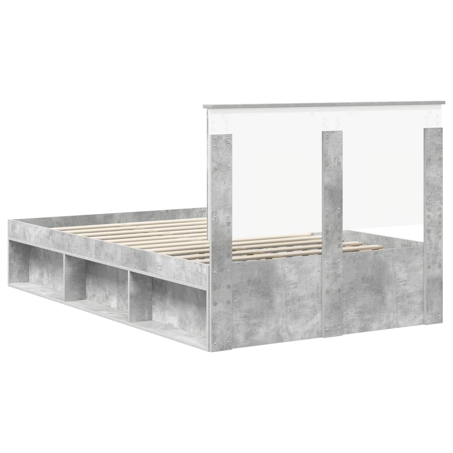 Bedframe met hoofdeinde Beton 120 x 200 cm Massief grenenhout