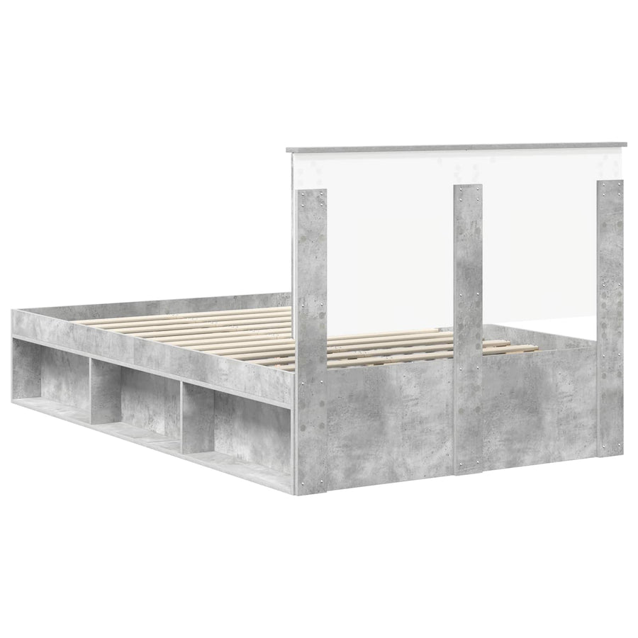 Bedframe met hoofdeinde Beton 120 x 200 cm Massief grenenhout