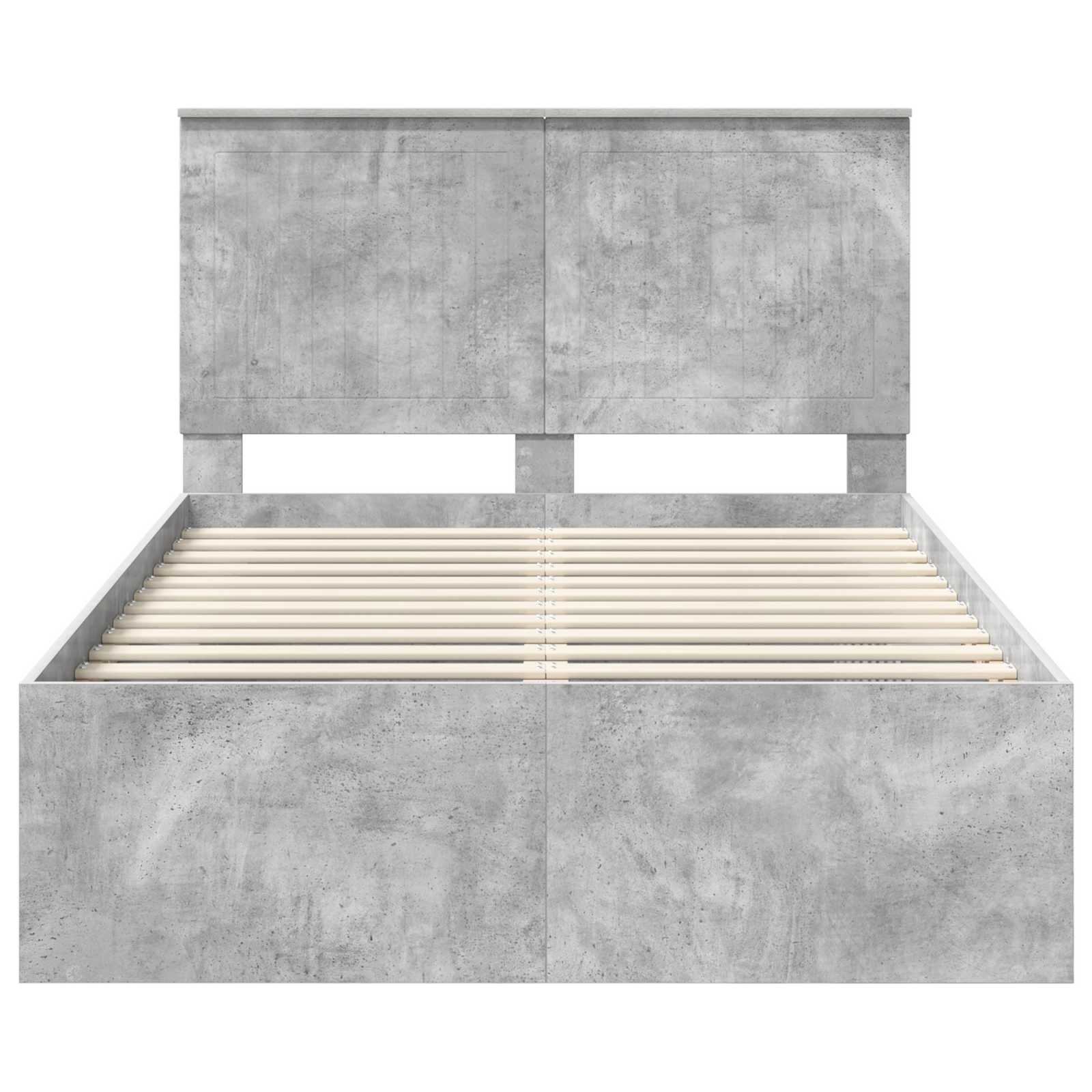 Bedframe met hoofdeinde Beton 120 x 200 cm Massief grenenhout