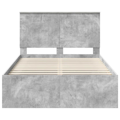 Bedframe met hoofdeinde Beton 120 x 200 cm Massief grenenhout