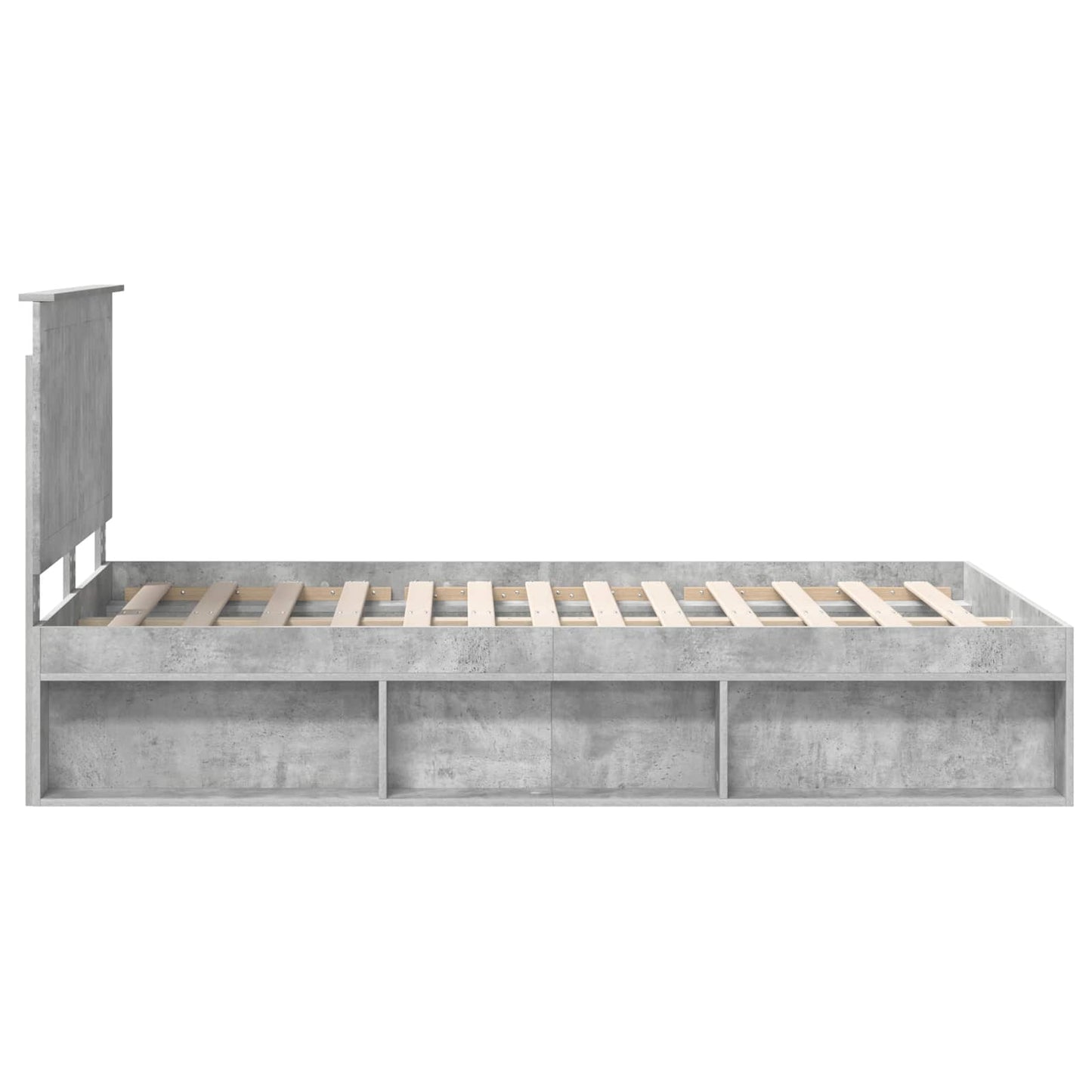 Bedframe met hoofdeinde Beton 120 x 200 cm Massief grenenhout