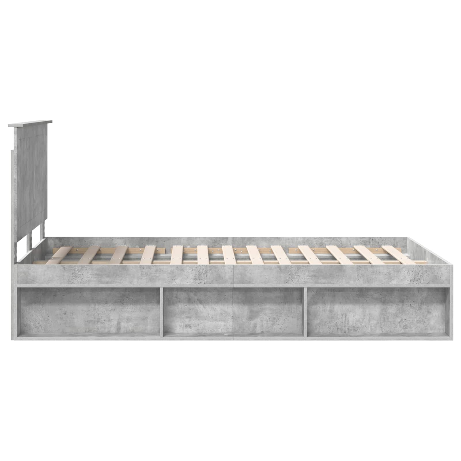 Bedframe met hoofdeinde Beton 120 x 200 cm Massief grenenhout