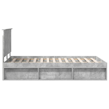 Bedframe met hoofdeinde Beton 120 x 200 cm Massief grenenhout