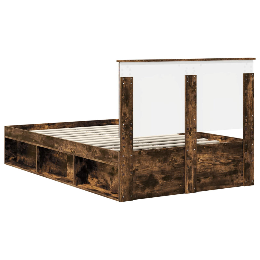 Bedframe Gerookt eiken 120 x 200 cm Massief grenenhout