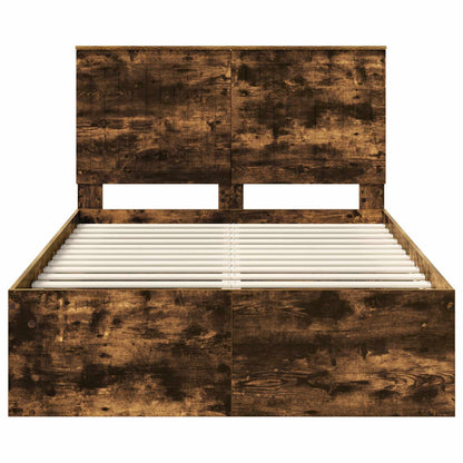 Bedframe Gerookt eiken 120 x 200 cm Massief grenenhout