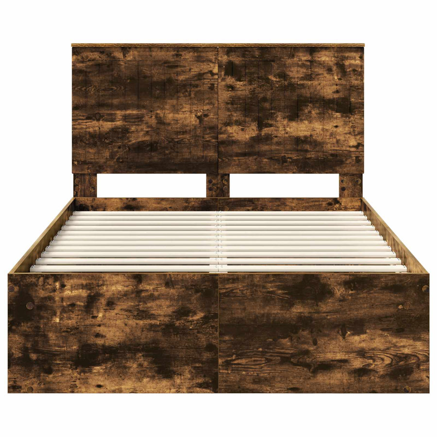 Bedframe Gerookt eiken 120 x 200 cm Massief grenenhout