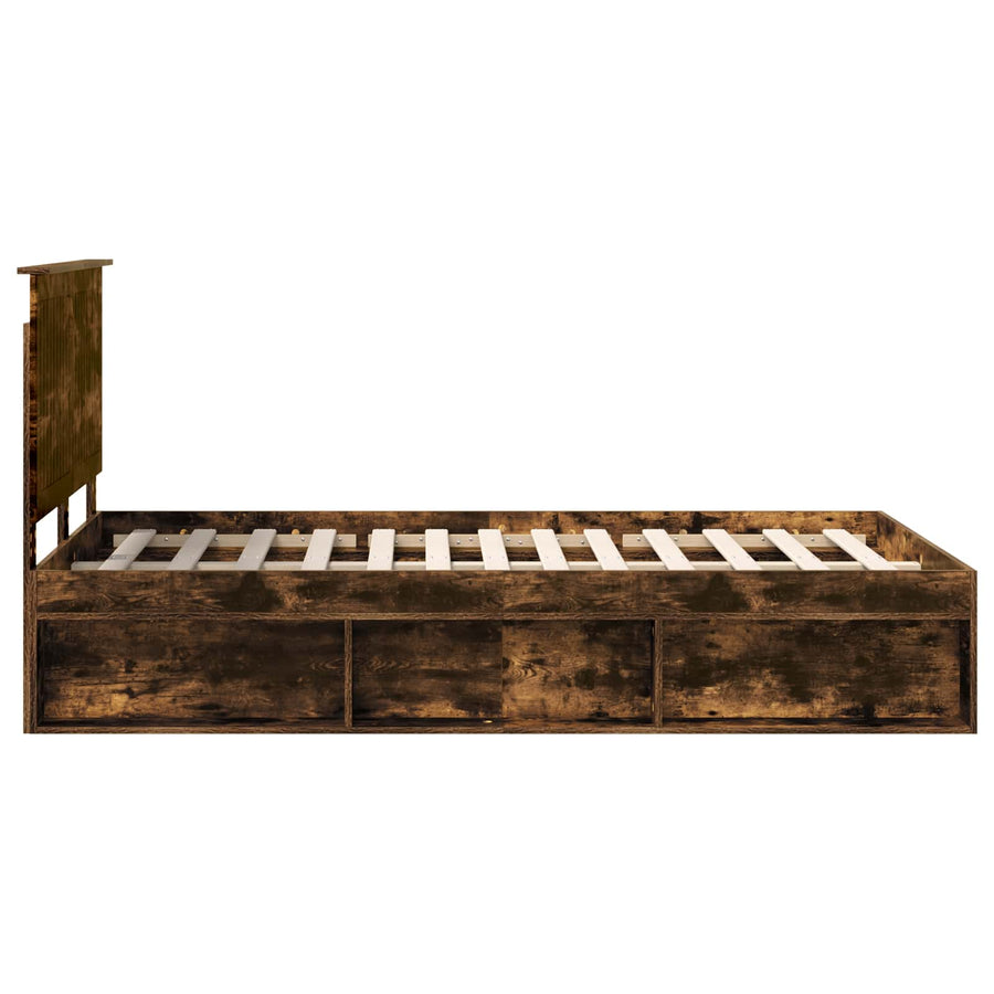 Bedframe Gerookt eiken 120 x 200 cm Massief grenenhout