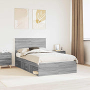 Bedframe 120x200 cm massief grenenhout grijs Sonoma