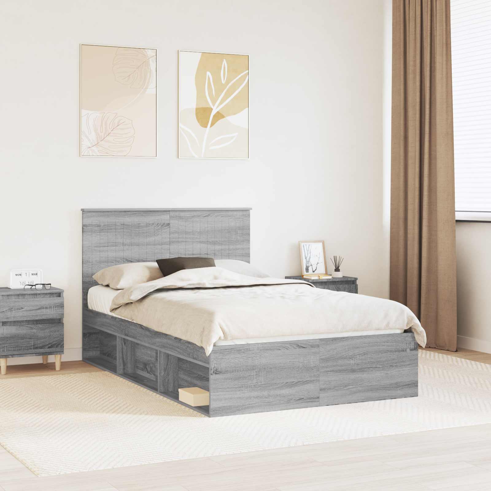 Bedframe Grijs Sonoma 120 x 200 cm Massief grenenhout