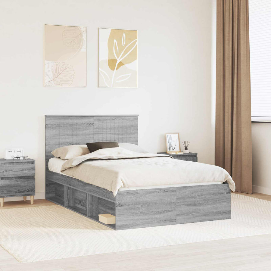 Bedframe Grijs Sonoma 120 x 200 cm Massief grenenhout