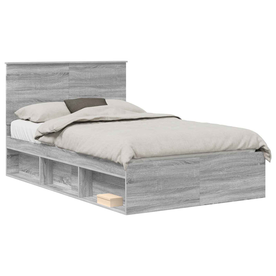 Bedframe Grijs Sonoma 120 x 200 cm Massief grenenhout