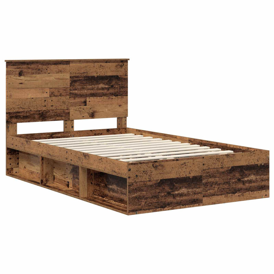 Bedframe met hoofdeinde Oudhout 120 x 200 cm Massief grenenhout