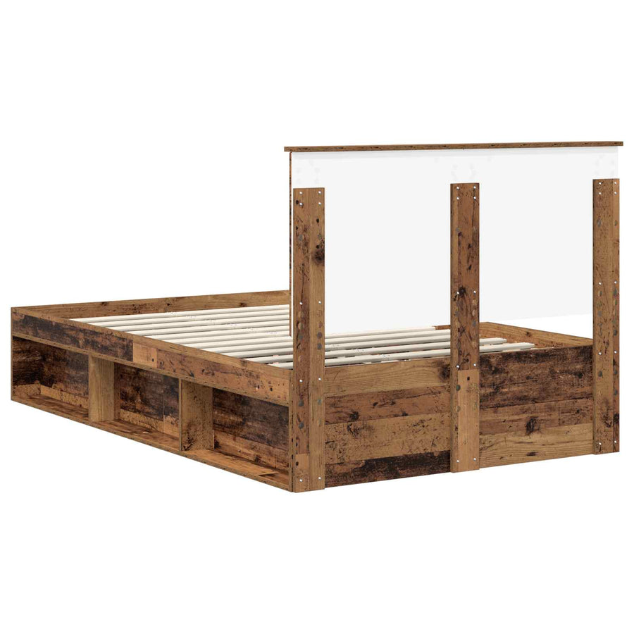 Bedframe met hoofdeinde Oudhout 120 x 200 cm Massief grenenhout
