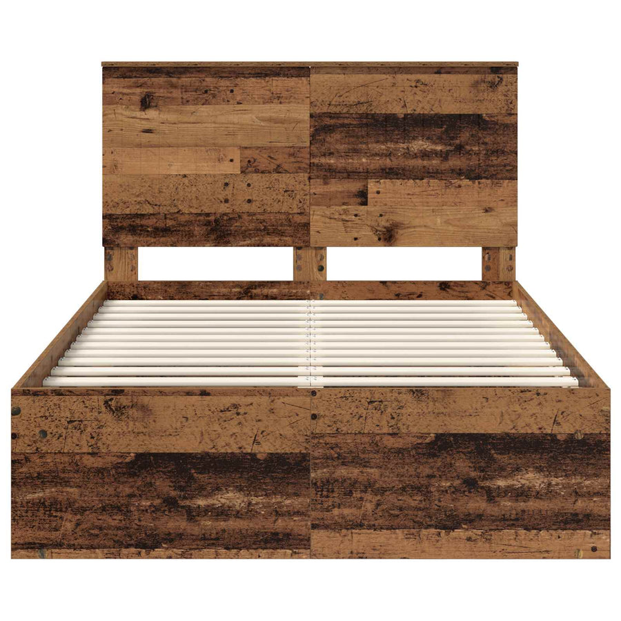 Bedframe met hoofdeinde Oudhout 120 x 200 cm Massief grenenhout