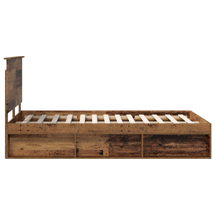 Bedframe met hoofdeinde Oudhout 120 x 200 cm Massief grenenhout