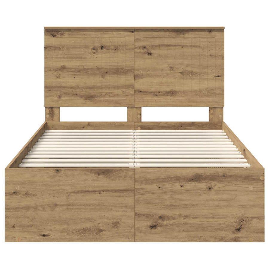Bedframe Ambachtelijk eiken 120 x 200 cm Massief grenenhout