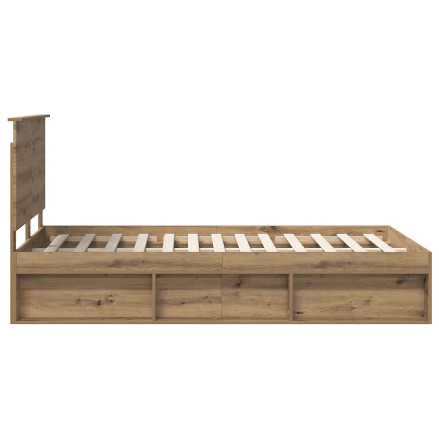 Bedframe Ambachtelijk eiken 120 x 200 cm Massief grenenhout