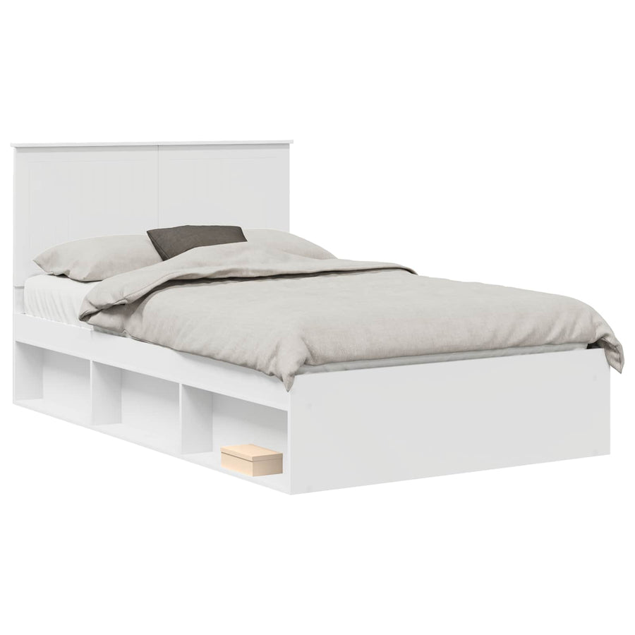 Bedframe met hoofdeinde Wit 120 x 190 cm Massief grenenhout