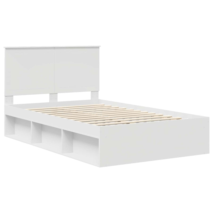 Bedframe met hoofdeinde Wit 120 x 190 cm Massief grenenhout