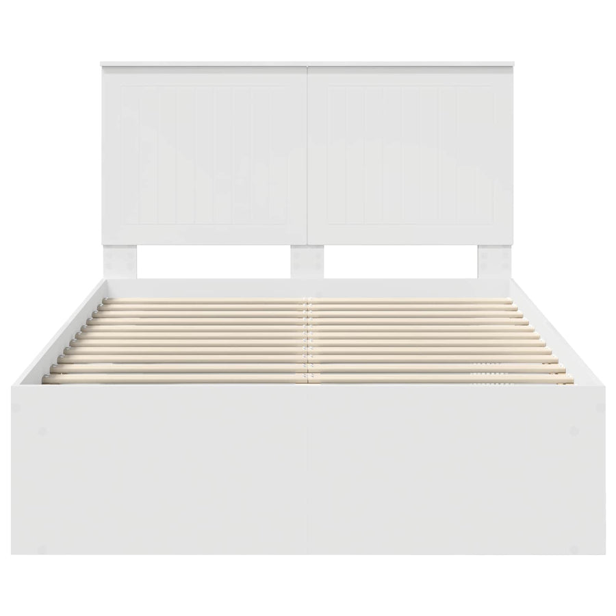Bedframe met hoofdeinde Wit 120 x 190 cm Massief grenenhout