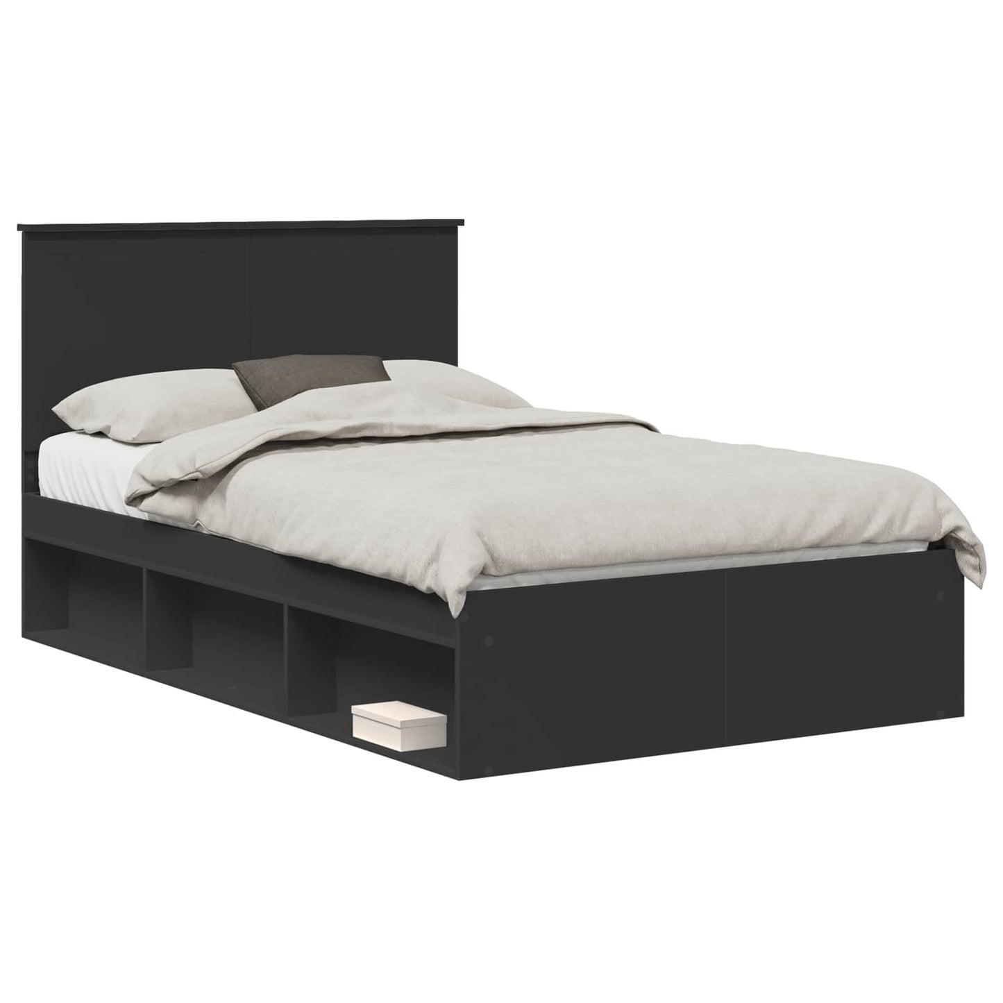 Bedframe met hoofdeinde Zwart 120 x 190 cm Massief grenenhout