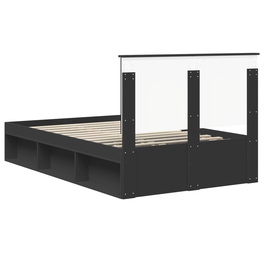 Bedframe met hoofdeinde Zwart 120 x 190 cm Massief grenenhout