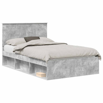 Bedframe met hoofdeinde Beton 120 x 190 cm Massief grenenhout