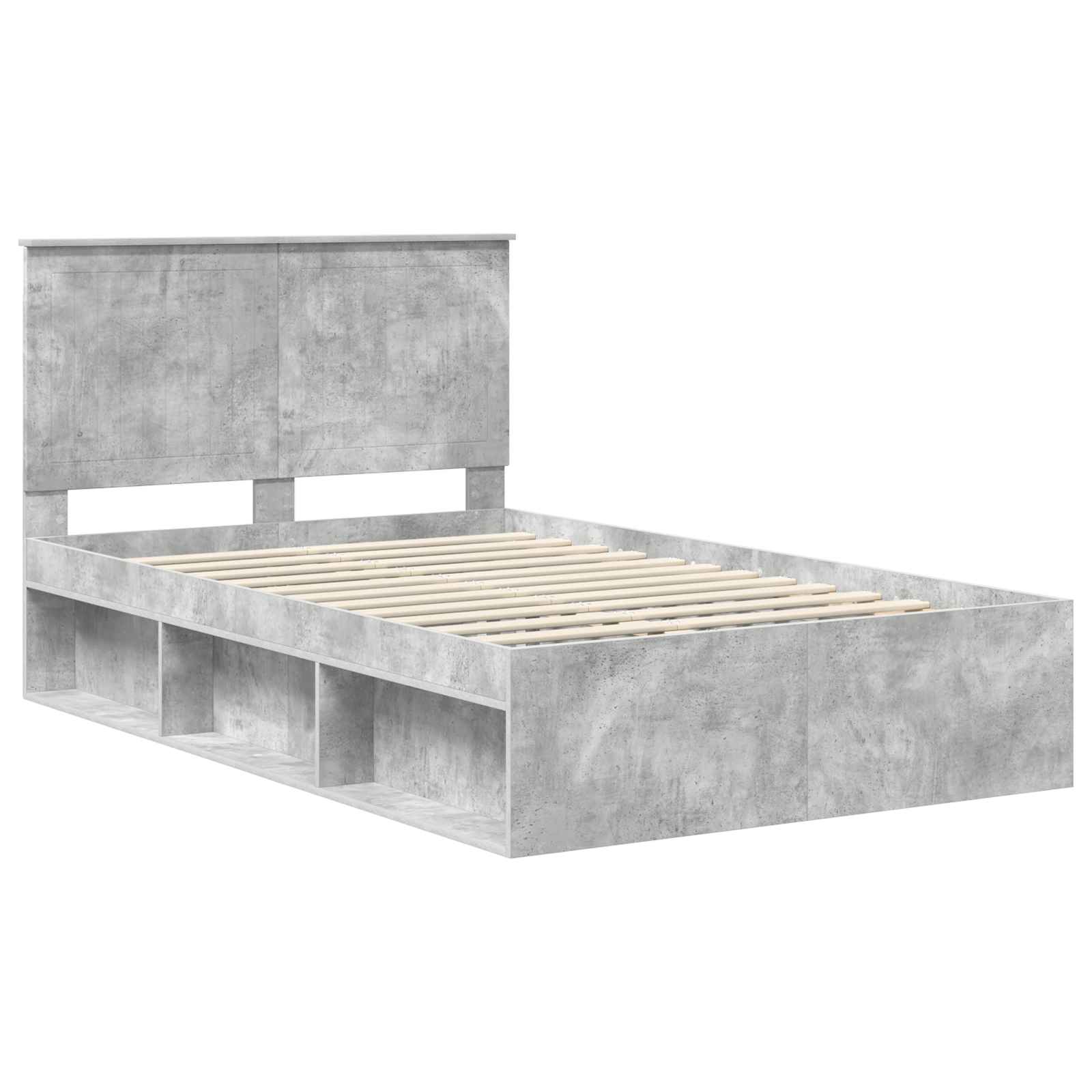 Bedframe met hoofdeinde Beton 120 x 190 cm Massief grenenhout