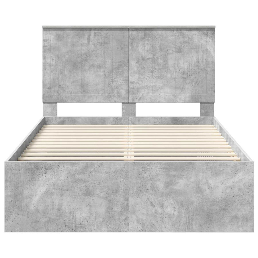 Bedframe met hoofdeinde Beton 120 x 190 cm Massief grenenhout