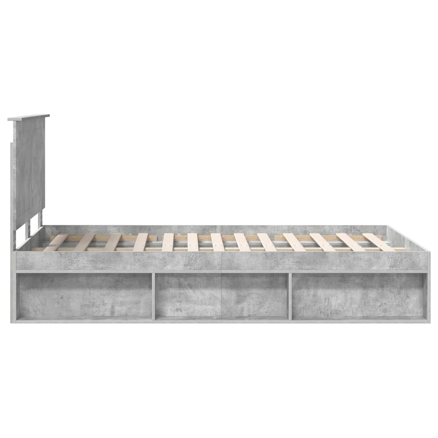 Bedframe met hoofdeinde Beton 120 x 190 cm Massief grenenhout