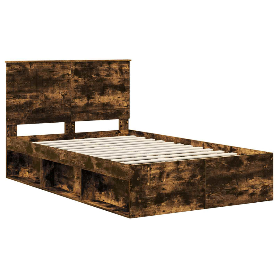 Bedframe Gerookt eiken 120 x 190 cm Massief grenenhout