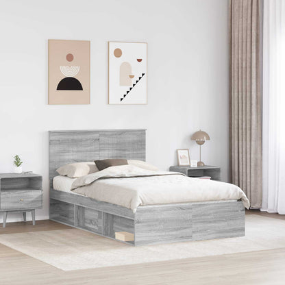 Bedframe Grijs Sonoma 120 x 190 cm Massief grenenhout