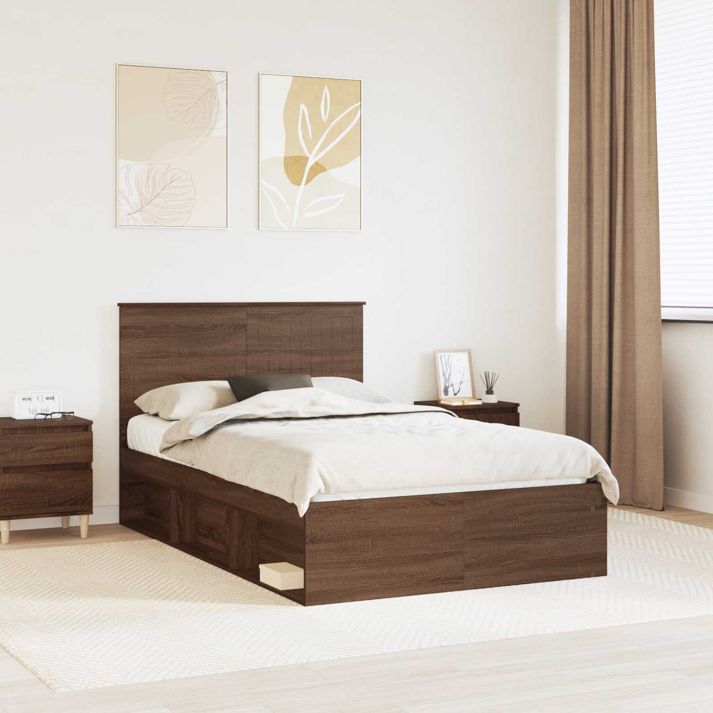 Bedframe Bruin Eiken 120 x 190 cm Massief grenenhout