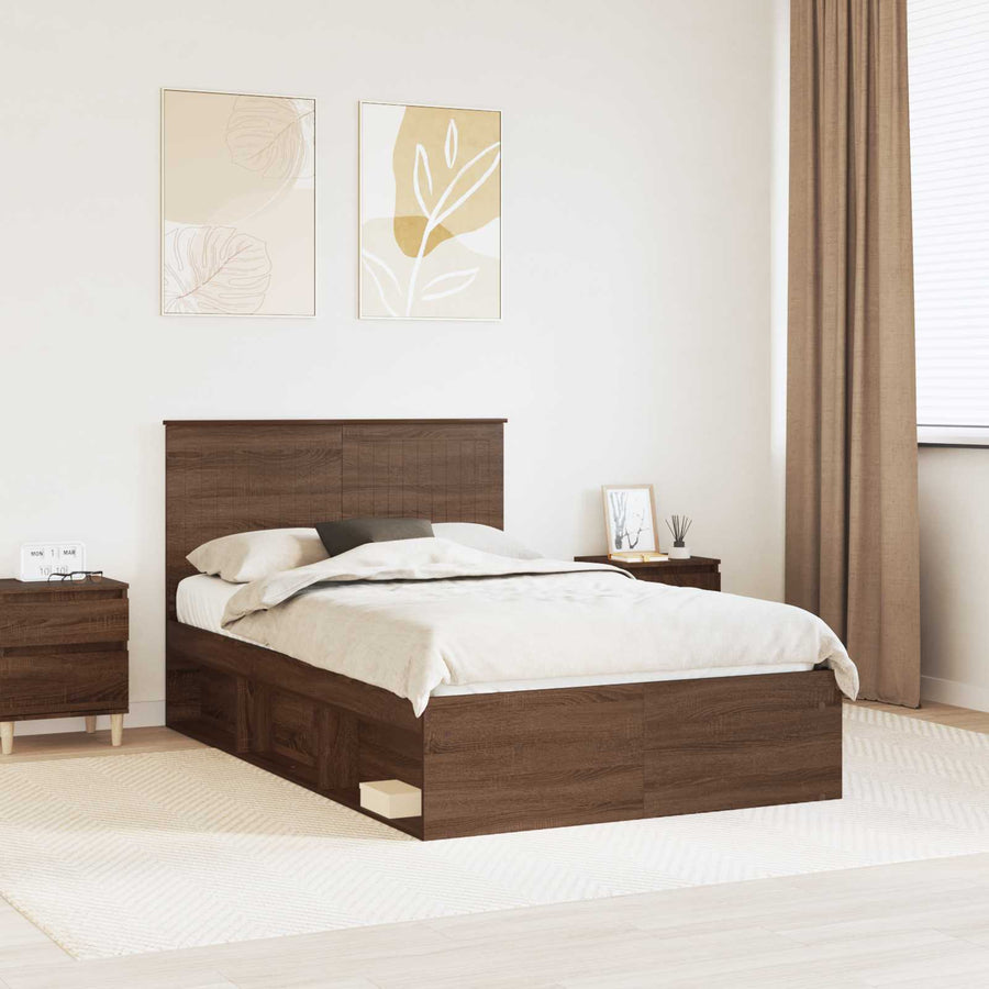 Bedframe Bruin Eiken 120 x 190 cm Massief grenenhout