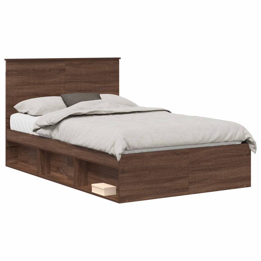 Bedframe Bruin Eiken 120 x 190 cm Massief grenenhout