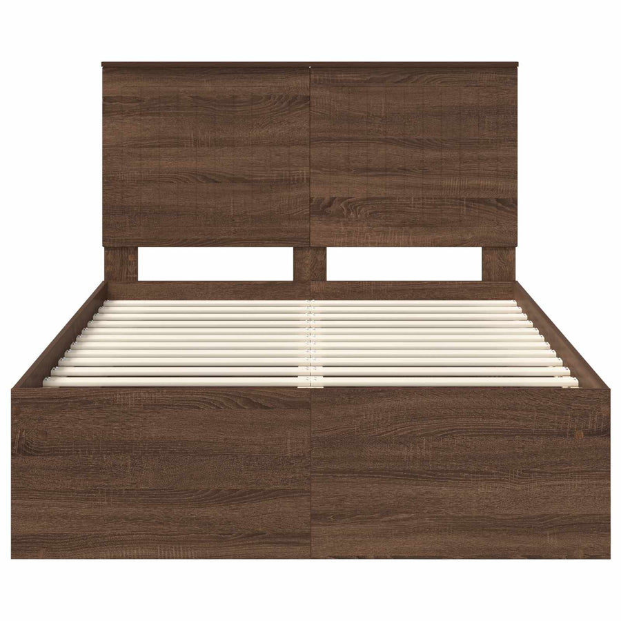 Bedframe Bruin Eiken 120 x 190 cm Massief grenenhout