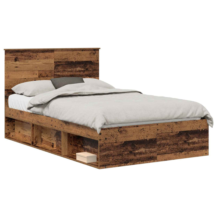 Bedframe met hoofdeinde Oudhout 120 x 190 cm Massief grenenhout